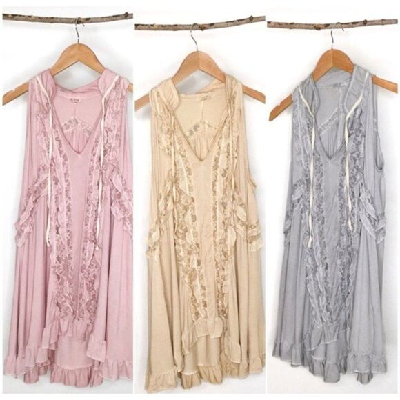 𝅺BOHO Sleeveless Swing Top with Lace - Picture 5 of 13